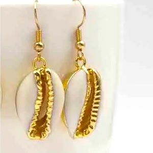 18k gold plated cowrie shell earrings